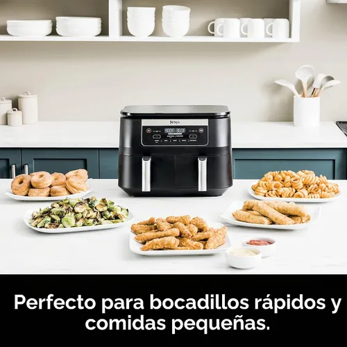 Vista 5 de Ninja Foodi DZ090C - Freidora de aire 5 en 1, 6 cuartos de galón, 2 cestas con tecnología DualZone, color negro