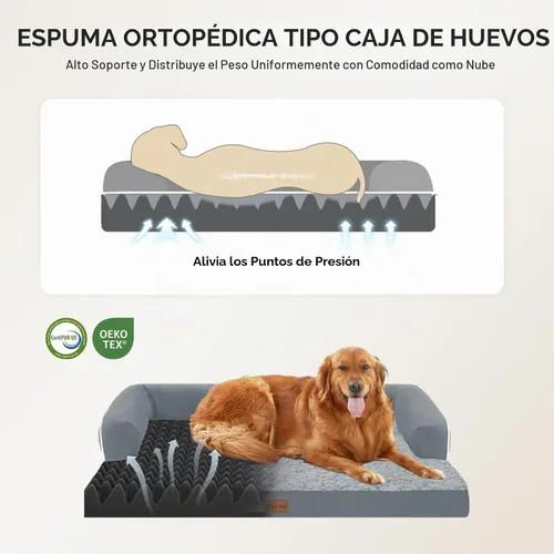 Vista 2 de Cama ortopédica impermeable para perros grandes, 36 x 27 pulgadas Gris