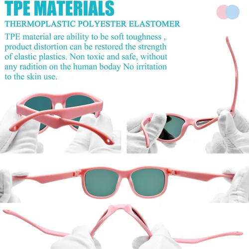 Vista 5 de COASION Lentes de sol polarizados flexibles con correa ajustable para bebés recién nacidos de 0 a 24 meses
