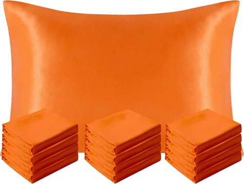 Vista 25 de NTBAY Paquete de 2 fundas de almohada estándar de satén para cabello y piel, lujosas y sedosas fundas de almohada con cierre de sobre, 20 x 26