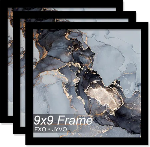 Vista 77 de Fxojyvo Marco de 4 x 4 pulgadas, marco negro para póster cuadrado de 4 x 4, peso ligero y altamente transparente, marco de 4 x 4 para pared, 1