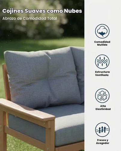 Vista 5 de Juego de sofá al aire libre HDPE de 10 piezas con mesa