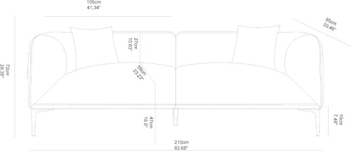 Vista 2 de Sofá moderno de 82 pulgadas con patas de metal, sofá boucle tapizado, sofás de lujo con asiento profundo de 3 plazas, sofá alto y minimalista