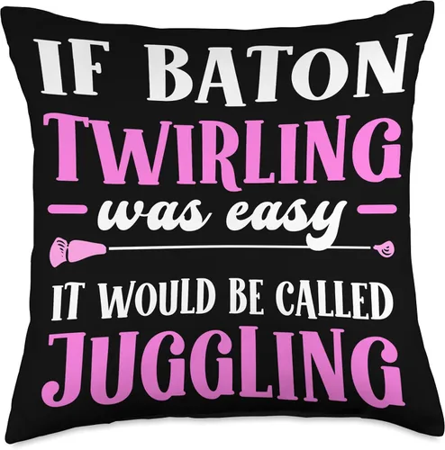 Vista 4 de Majorette & Baton Twirler Shirts & Merch Cheerleader Majorette Twirler. Baton Twirling Throw Pillow, 16x16, Multicolor