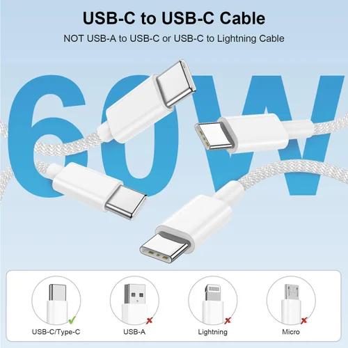 Vista 4 de Cargadores de carga rápida para iPhone 15 y 16, paquete de 20 cargadores de pared USB C de 20 W para iPhone 16 Pro Max con 2 cables USB C a C de 6