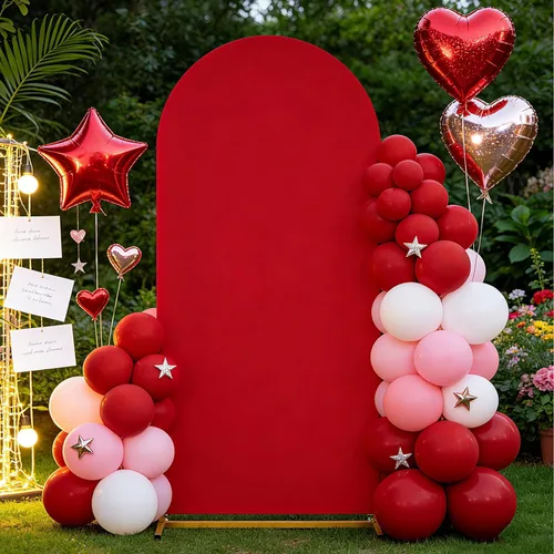 Vista 12 de SoarDream Cubierta de telón de fondo de arco de elastano beige ajustada 5 pies, cubierta de arco de boda globo con parte superior redonda, tela