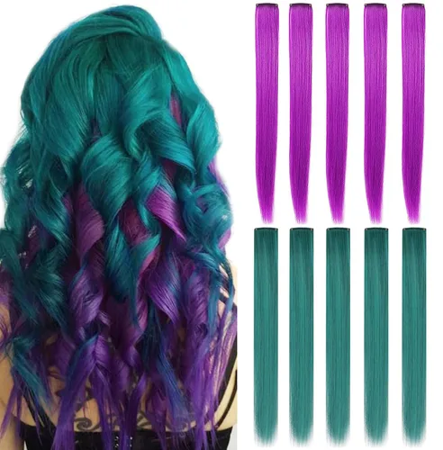 Vista 19 de Extensiones de cabello rosa ahumado con reflejos para fiesta de princesa, disfraz de Navidad para mujer (amarillo)