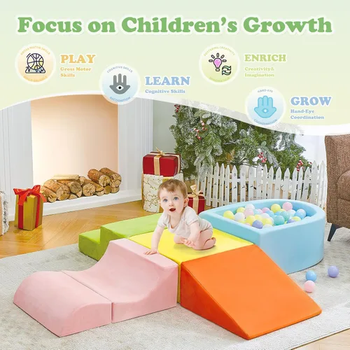 Vista 4 de QUCHI Juguetes de escalada de 5 piezas para niños pequeños, juguetes de escalada para niños pequeños en interiores con piscina de bolas de espuma