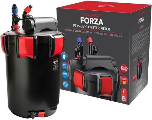 Vista 3 de Aquatop Filtro de recipiente de 3 etapas de 264 GPH con vórtice súper silencioso Easy Prime - 55 W de potencia para hasta 75 galones - Incluye todos