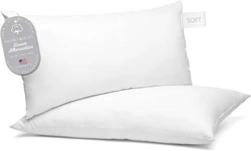 Vista 12 de Digital Decor Juego de 2 almohadas de hotel de lujo 100% algodón, tamaño estándar, hipoalergénicas, refrescantes, alternativas, para dormir, soporte