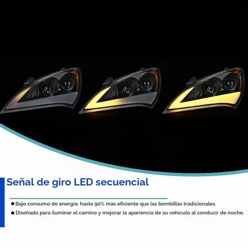 Vista 5 de SPEC-D TUNING Faros delanteros con barra de luz LED negra y proyectores con señal de giro secuencial compatible con Hyundai Genesis Coupe 2010-2012