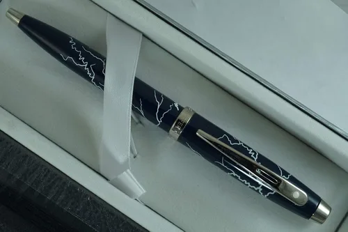 Vista 2 de Sheaffer Bolígrafo Thunder Lightning de edición especial 100 con ribete de níquel y diario Crispy Sheaffer a juego