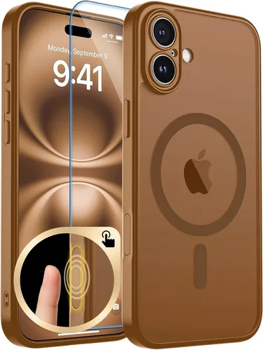 Vista 354 de zapica Funda magnética para iPhone Air, con protector de pantalla de vidrio templado, compatible con MagSafe, translúcida mate, a prueba de golpes