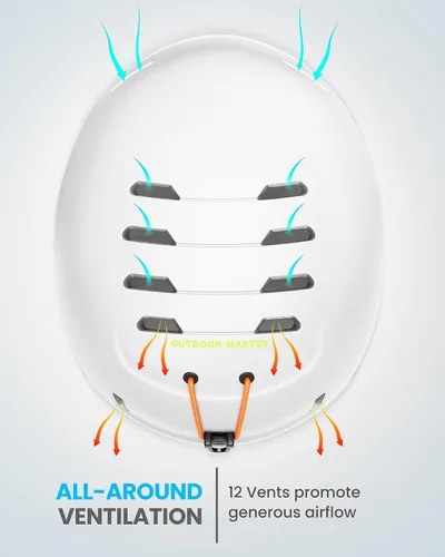 Vista 3 de OutdoorMaster - Juego de casco y gafas de esquí para niños, casco de snowboard, carcasa de PC duradera y espuma EPS, casco de nieve con 12 Blanco