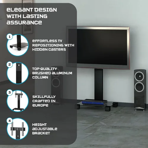 Vista 5 de SONOROUS PL-2510 - Soporte de TV premium para sala de estar y dormitorio, moderno soporte de piso de lujo con soporte giratorio y base de vidrio