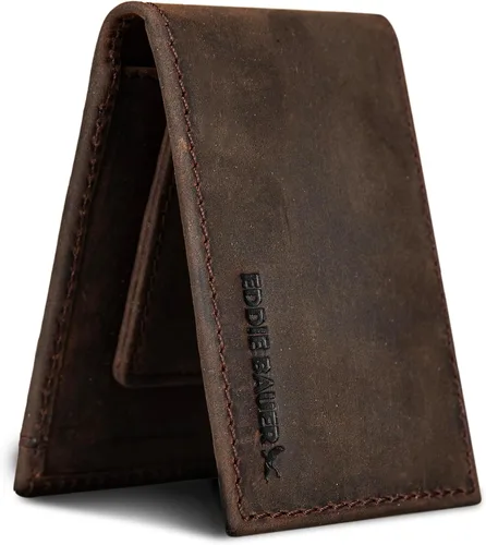 Vista 6 de Eddie Bauer Men's Slim Wallet Money Clip RFID Protection ID Window Genuine Leather EDC