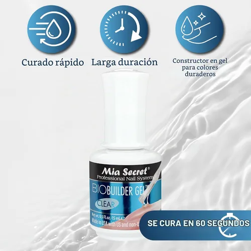 Vista 6 de Mia Secret Gel transparente para esculpir uñas con brocha, 0.5 onzas, gel constructor transparente en una botella para extensiones de uñas y uñas