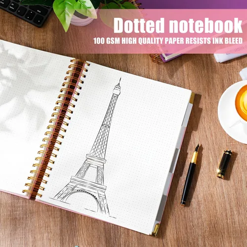 Vista 3 de Tenceur 2 cuadernos en espiral de tapa dura de 8.5 x 11 pulgadas, cuaderno de 300 páginas, 3 sujetos con divisores, cuaderno A4, diario de escritura