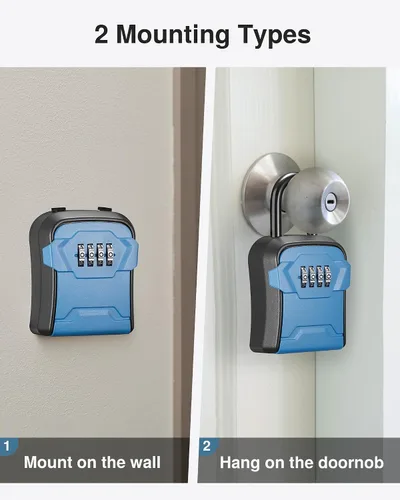 Vista 3 de Puroma Caja de Seguridad, Caja de Llaves con Cerradura de Montaje en Pared y Caja de Seguridad Portátil con Código Reiniciable, Caja de Seguridad
