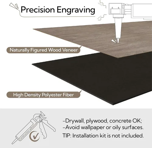 Vista 4 de Olanglab Paquete de 6 paneles de pared de chapa de madera, paneles absorbentes de sonido de 24 x 48 pulgadas para reducción de ruido, triángulo