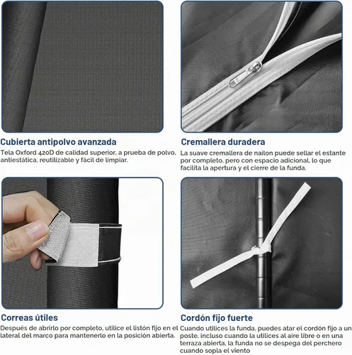 Vista 6 de E12C - Sistema organizador de armario resistente, perchero de ropa independiente, perchero ajustable para ropa de 71 pulgadas de ancho x 16 pulgadas