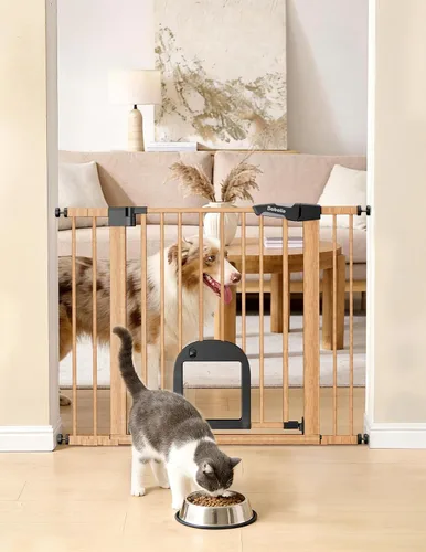 Vista 21 de Babelio - Puerta para bebé mejorada con puerta ajustable para gatos, CatPrivilege, puerta duradera para perros de 29-43 pulgadas con cierre Negro