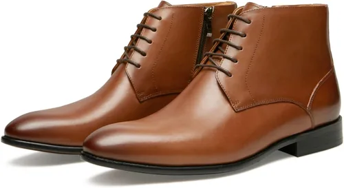 Vista 2 de Journey West Botas Chelsea para hombre con cordones Chukka para tobillo de cuero para hombre