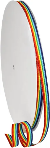 Vista 6 de Morex Ribbon Cinta decorativa a rayas de grogrén de poliéster, arco iris, 5/8 pulgadas