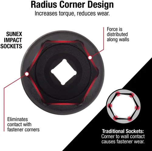 Vista 4 de Sunex 2651 - Juego de llaves de vaso de impacto SAE estándar de 1/2 pulgada, 13 piezas