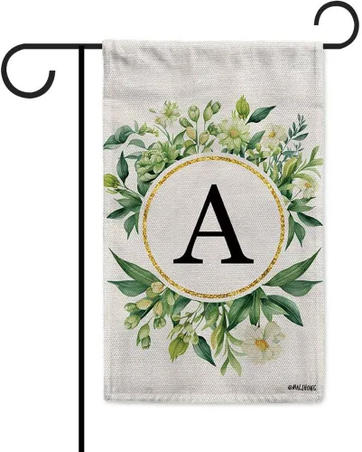 Vista 28 de Monogram Initial Letter P House Flag Flower Wreath Simple Style Letter Flag 28x40 Inch Vertical Double Sided for Outdoor Yard Decor