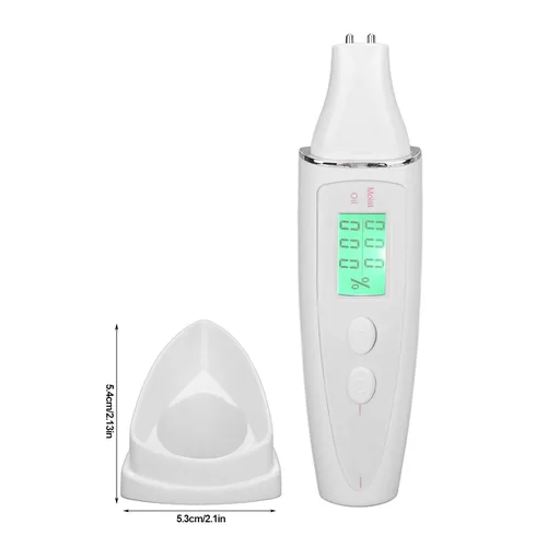 Vista 2 de Analizador de piel Analizador de aceite de piel, Mini medidor portátil Pantalla LCD Digital, Detector de aceite de agua para el cuidado de la piel