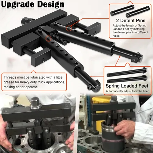 Vista 4 de Conjunto universal de extractor de revestimiento de cilindro – Extractor de revestimiento de cilindro de motor diésel resistente utilizado para Mack