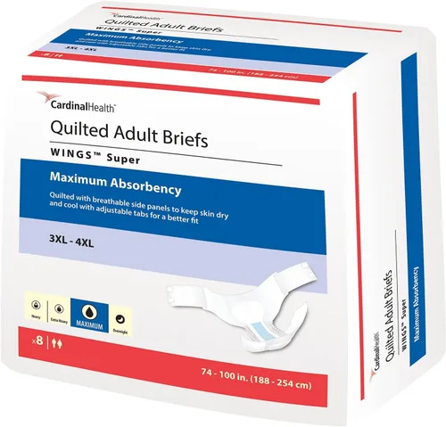 Vista 3 de Cardinal Health™ Wings™ Super - Calzoncillos acolchados para adultos, con tecnología BreatheEasy™, tamaño grande, máxima absorción, pestañas