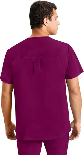Vista 2 de Healing Hands Camiseta quirúrgica para hombre con etiqueta morada Justin 2330 con cuello en V para hombre, Negro, talla única