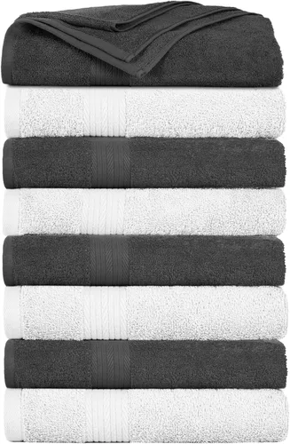 Vista 26 de Ample Decor Juego de 12 toallas de baño de 600 GSM, 100% algodón, 4 toallas de baño, 4 toallas de mano, 4 paños de lavado, absorbentes y suaves