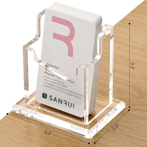 Vista 2 de SANRUI Soporte vertical para tarjetas de visita para escritorio, soporte de acrílico transparente para tarjetas de presentación, 1 ranuras