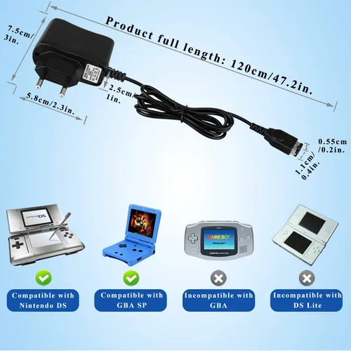 Vista 8 de OSTENT EU AC Home Fuente de alimentación de pared Cable adaptador para Nintendo DS NDS GBA SP