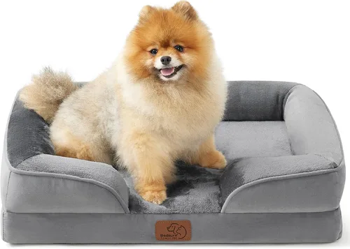 Vista 63 de Bedsure - Cama para gatos de interior, sofá cama lavable para perros muy pequeños, espuma de soporte con funda extraíble y lavable, forro Gris