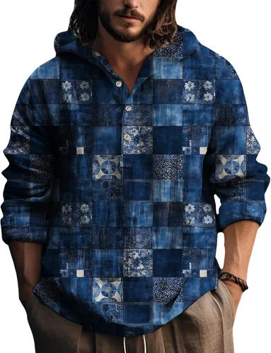 Vista 15 de Sudadera con capucha para hombre, con estampado azteca de otoño, de gran tamaño, manga larga, casual, con capucha