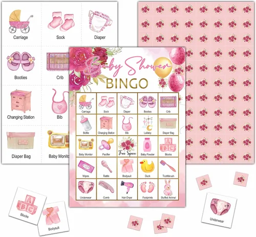 Vista 11 de Tarjetas de juego de bingo para baby shower, juego de bingo para 24 jugadores, actividades en interiores y exteriores, fiesta de baby shower