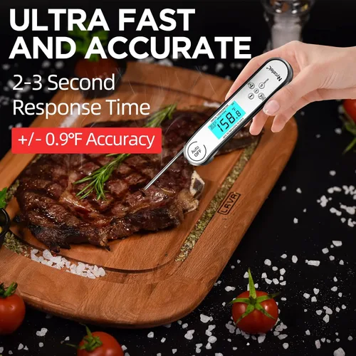 Vista 3 de Termómetro digital de cocina, preciso e impermeable, de lectura instantánea, termómetro de carne con retroiluminación, calibración, sonda