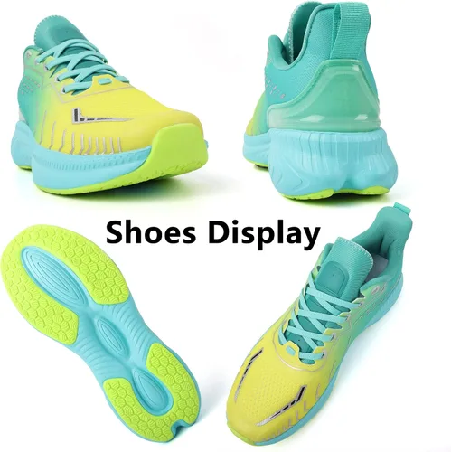 Vista 7 de Tenis acolchados para caminar y correr para hombre, suela gruesa, peso ligero y transpirable para correr todos los días, entrenamiento, atletismo