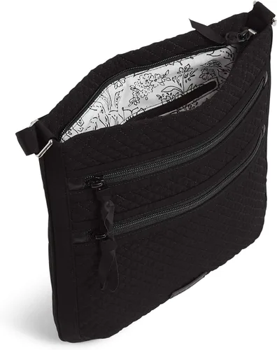 Vista 3 de Vera Bradley Bolso cruzado hipster de microfibra con triple cremallera para mujer, Negro clásico