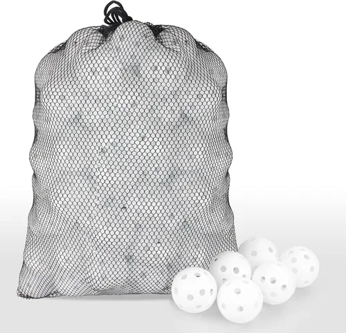Vista 6 de Pelotas de golf de práctica, paquete de 100 pelotas de golf de plástico huecas de flujo de aire, entrenamiento o campo de conducción, práctica