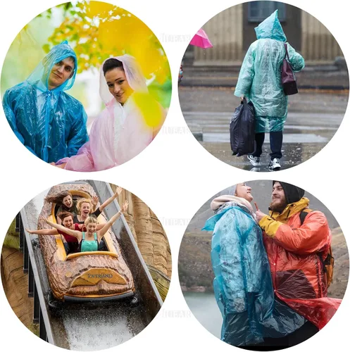 Vista 5 de AUEAR, Impermeable de emergencia desechable portátil Poncho de lluvia impermeable en una bola para viajar, acampar al aire libre