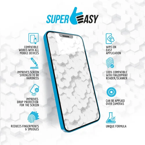 Vista 5 de SUPER EASY Protector de pantalla de vidrio líquido, resistente a arañazos y roturas, nanoprotección oleofóbica para todos los teléfonos, tabletas