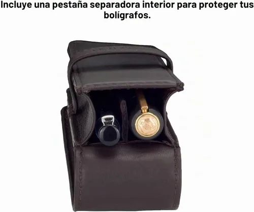 Vista 8 de DiLoro Estuche doble de cuero para lápices para dos bolígrafos y lápices (negro)