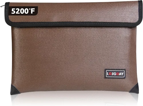 Vista 8 de Bolsa de documentos ignífuga, con aislamiento térmico de 5200 °F, bolsa impermeable ignífuga con cremallera, 8 capas de materiales funcionales