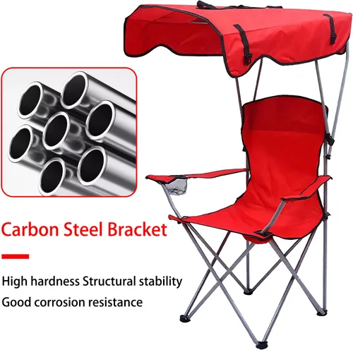 Vista 4 de Camping Folding Chair with Canopy Outdoor Portable Beach Canopy Outdoor Fishing Portable Sun Shade Folding Oxford Fabric Black 50 * 50 * 90/120CM