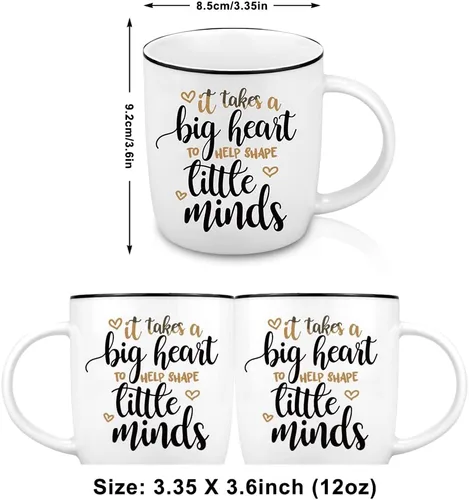 Vista 3 de Quimoy Taza de café con texto en inglés "It Takes A Big Heart", regalos inspiradores para profesores, taza de agradecimiento para graduación